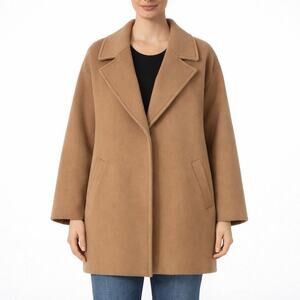 Express Wool Blend Cocoon Coat Snap Button Camel Tan Size L